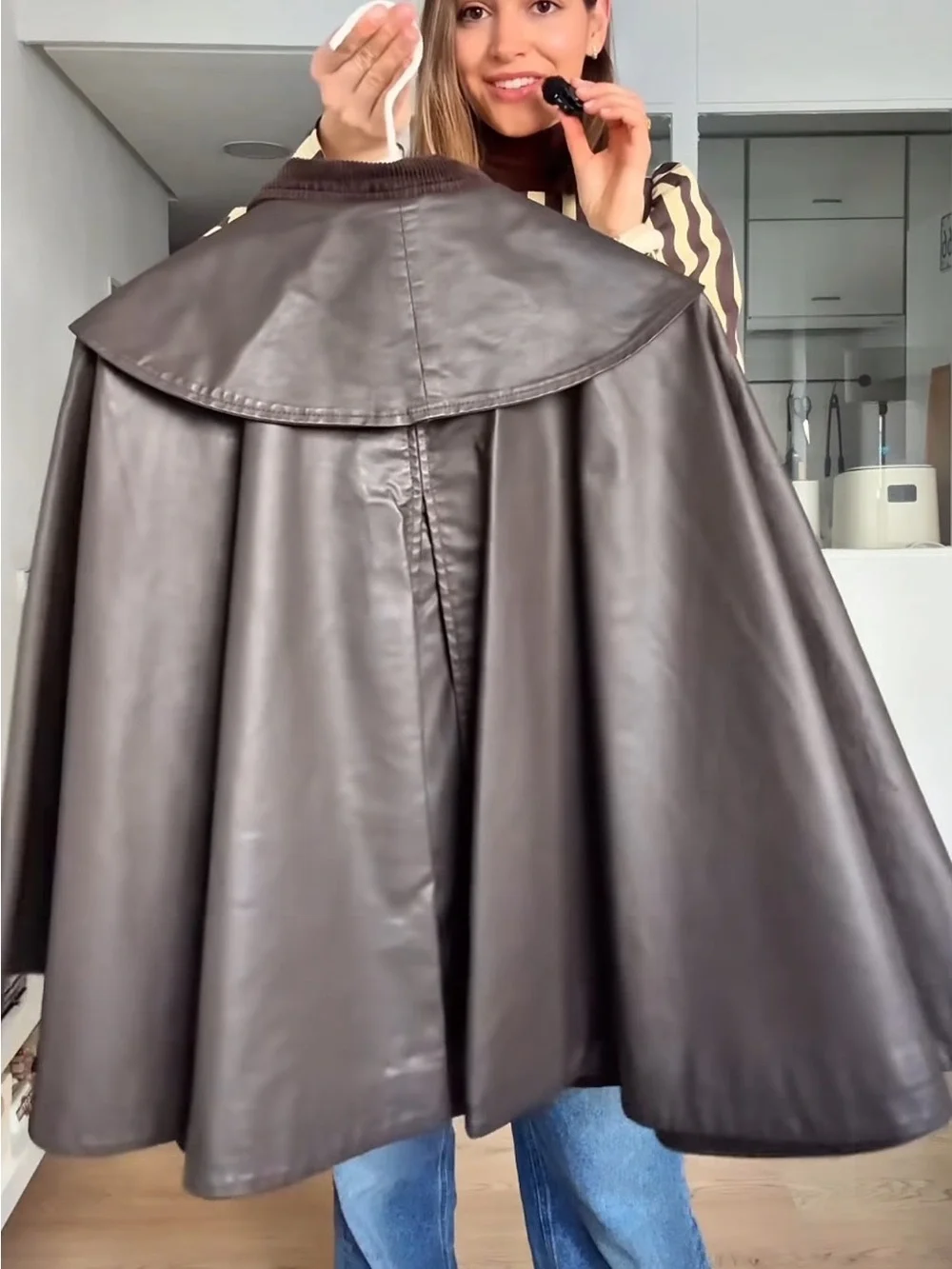 ZARA WAXED CAPE COAT